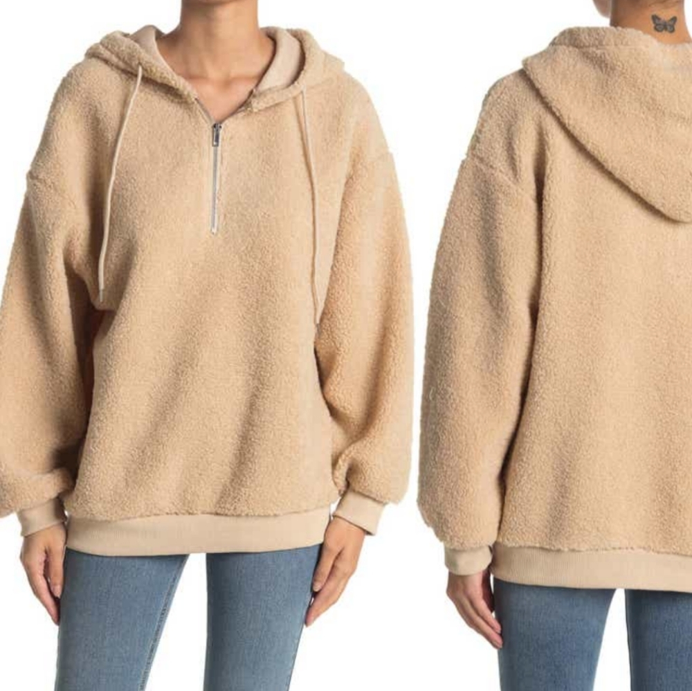 Lush Faux Shearling Hoodie
